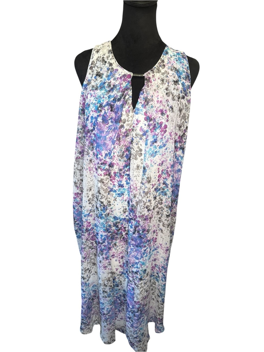 Kate & Mallory Long Maxi Dress | Purple & Blue Watercolor Print Size S